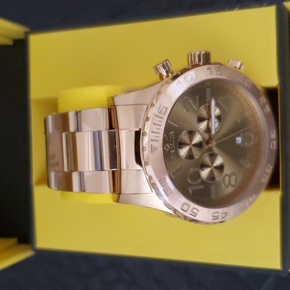 Invicta Men's 1270 Specialty Chronograph Gold Dial 18k Gold Ion-Plated Stainless - Picture 4 of 11